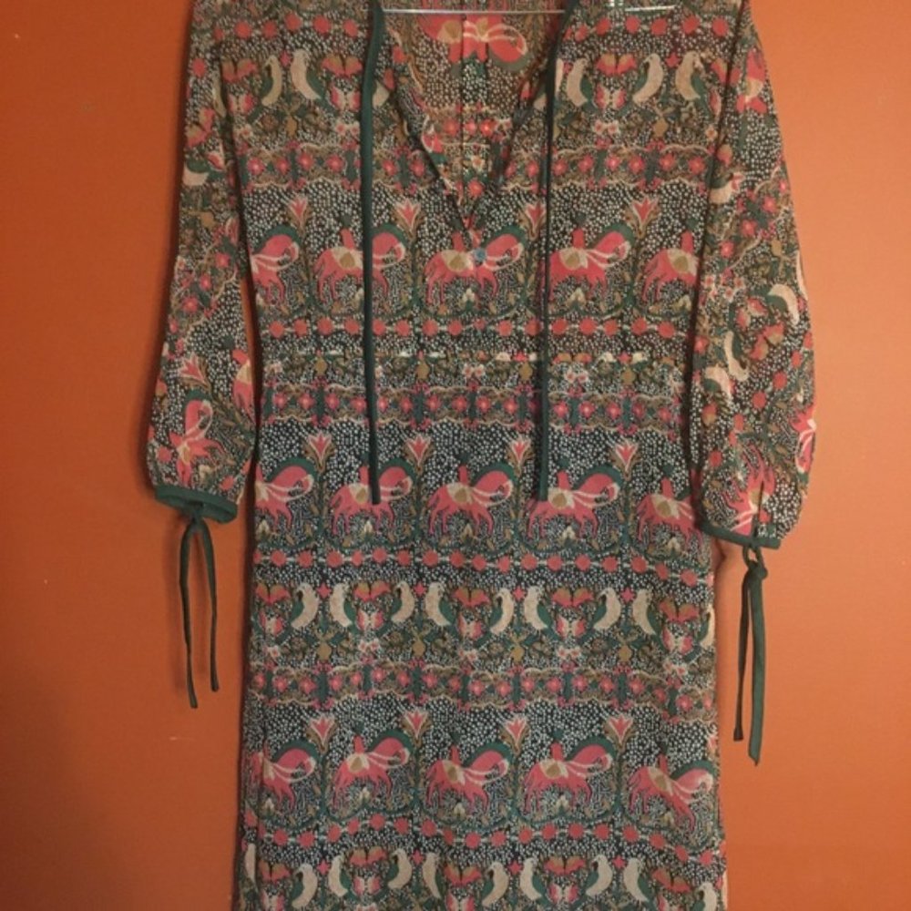 Vintage 70’s folk animal print boho hippy dress S